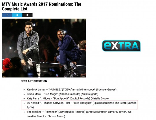 7.25.17 – Extra – MTV Music Awards 2017 Nominations: The Complete List